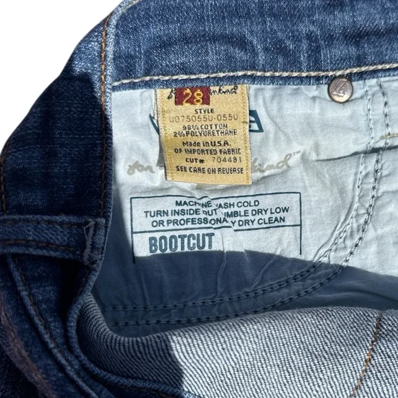 7 For All Mankind Blue Flare Jeans with gold sequin pocket embellishment size 28 - Picture 11 of 13